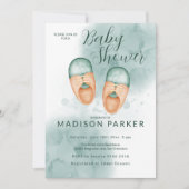 Green & Orange Baby Chaussures Invitation (Devant)