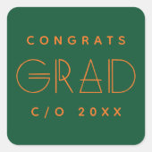 Green Orange Grad Typography Graduation Sticker (Voorkant)