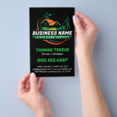 Green Orange Modern Lawn Care Landscaping Service Flyer (Hand)