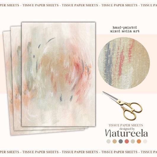 Green Orange Pink Abstract Decoupage Tissue Paper Tissuepapier