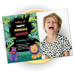 Green Orange Safari Invitations Anniversaire W Pho