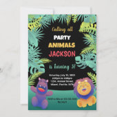 Green Orange Safari Invitations d'anniversaire (Devant)