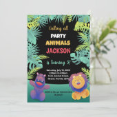 Green Orange Safari Invitations d'anniversaire (Debout devant)