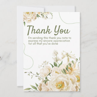 Green Organic Floral Thank You Card Bedankkaart