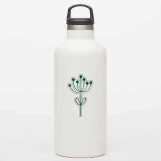 Green Outline Floral Design Transparent Custom Cut Sticker