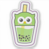 Green Owl Boba Sticker (Voorkant)