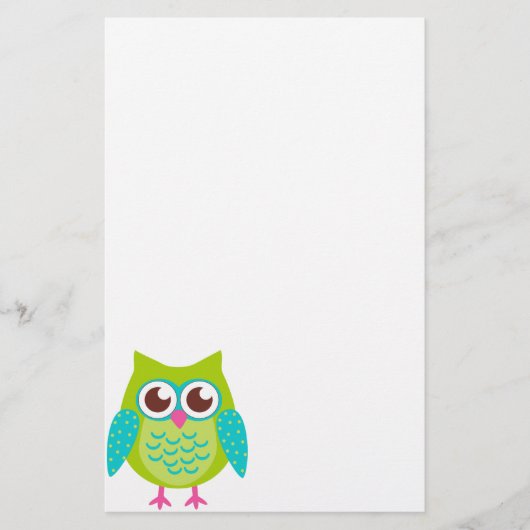 Green Owls Gift Briefpapier (Voorkant)