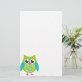 Green Owls Gift Briefpapier (Staand voorkant)