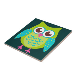 Green Owls Gift Tegeltje