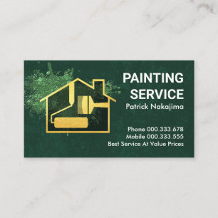 Green Paint Splatter Gold Home Brush Visitekaartje