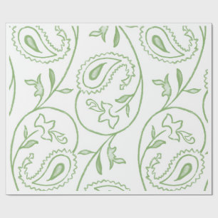 "Green Paisley Bloom" Élégant Papier Cadeau à Moti