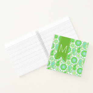 Green Paisley Monogrammed Notitieboek