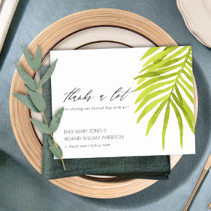 GREEN PALM LEAF WATERVERF FOLIAGE DANK U BRIEFKAART