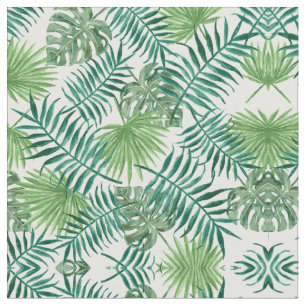 Green Palm Leaves Art Waterverf Fabric Pattern Stof