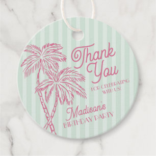 Green Palm Spring Pastel Beach verjaardagsfeestje Bedankjes Labels