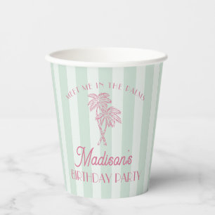 Green Palm Spring Pastel Beach verjaardagsfeestje Papieren Bekers