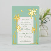 Green Palm Springs mariage Foil Invitation (Debout devant)
