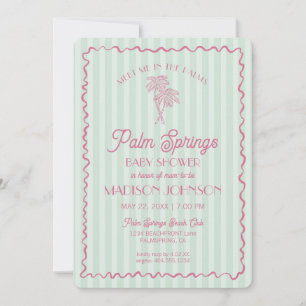 Green Palm Springs Pastel Beach Cabana Baby shower Kaart