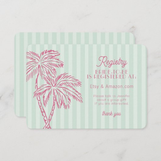 Green Palm Springs Pastel Beach Registry Invoegen Informatiekaartje (Voorkant / Achterkant)