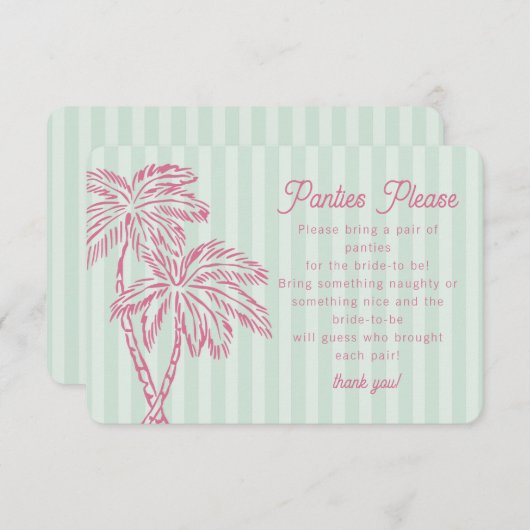 Green Palm Springs Pastel Beach slipje alsjeblieft Informatiekaartje (Voorkant / Achterkant)