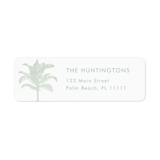 Green Palm Tree Tropical Return Address Label (Voorkant)