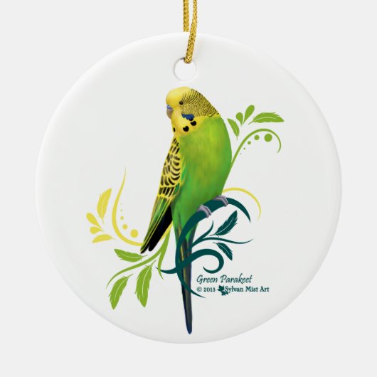 Green Parakeet Keramisch Ornament (Voorkant)