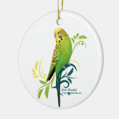 Green Parakeet Keramisch Ornament (Links)
