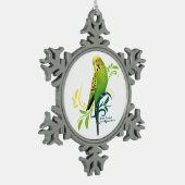 Green Parakeet Tin Sneeuwvlok Ornament (Links)