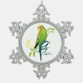 Green Parakeet Tin Sneeuwvlok Ornament