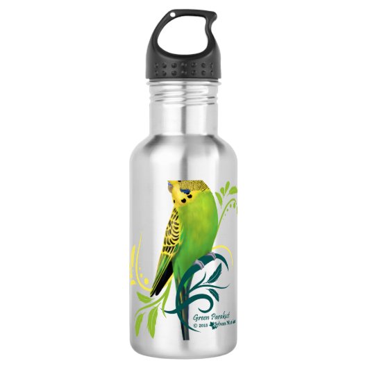 Green Parakeet Waterfles (Voorkant)