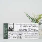 Green Paris Mariage Boarding Pass Invitation (Debout devant)