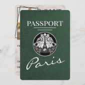 Green Paris Passport Bewaar de datum Save The Date (Voorkant / Achterkant)