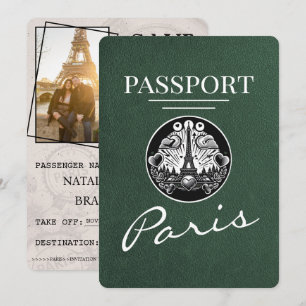 Green Paris Passport Bewaar de datum Save The Date