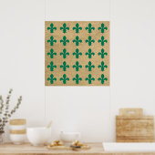 Green Parisian Moods Fleur de Lys Pattern Poster (Keuken)