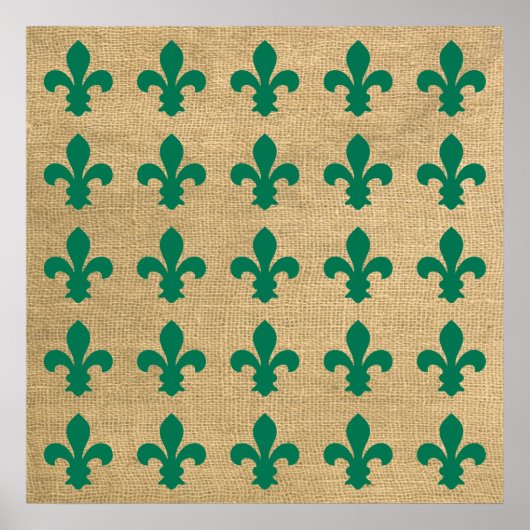 Green Parisian Moods Fleur de Lys Pattern Poster (Voorkant)