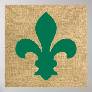 Green Parisian Moods Fleur de Lys Poster