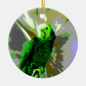 Green Parrot 6537 Keramisch Ornament (Voorkant)