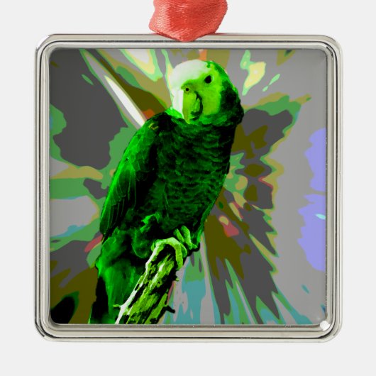 Green Parrot 6537 Metalen Ornament (Voorkant)