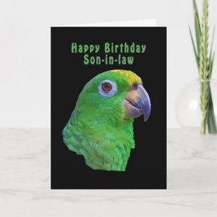 Green Parrot Birthday Wenskaart, schoonzoon Kaart