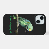 Green parrot iPhone case 15 Hoesje (Achterkant horizontaal)