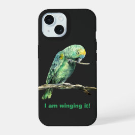 Green parrot iPhone case 15 Hoesje