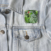 Green Parrot Square Pin Vierkante Button 5,1 Cm (In situ)