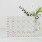 Green Pastel Floral Tiles Bedankkaart (Staand voorkant)