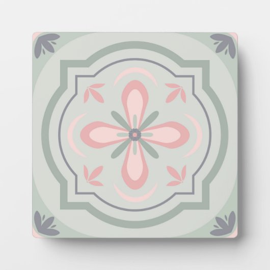 Green Pastel Floral Tiles Fotoplaat (Voorkant)