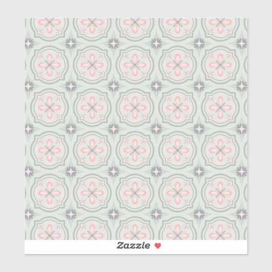 Green Pastel Floral Tiles Sticker (Vel)