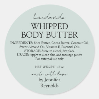 Green Pastel Handmade Body Butter Organic Classic Ronde Sticker