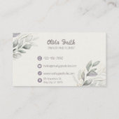 Green Pastel Waterverf Floral Visitekaartje (Achterkant)