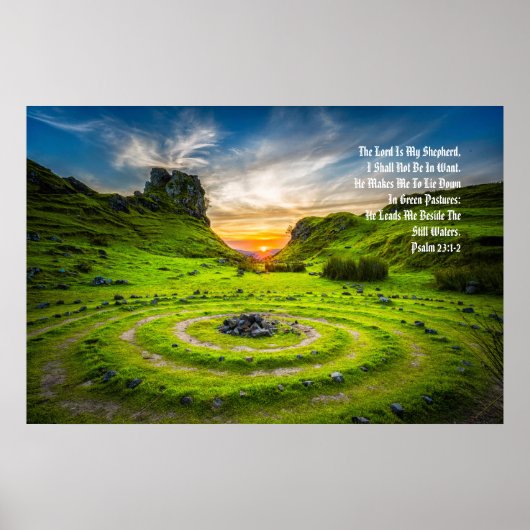 "Green Pastures", psalm 23:1-2 geanoïniseerd profe Poster (Voorkant)