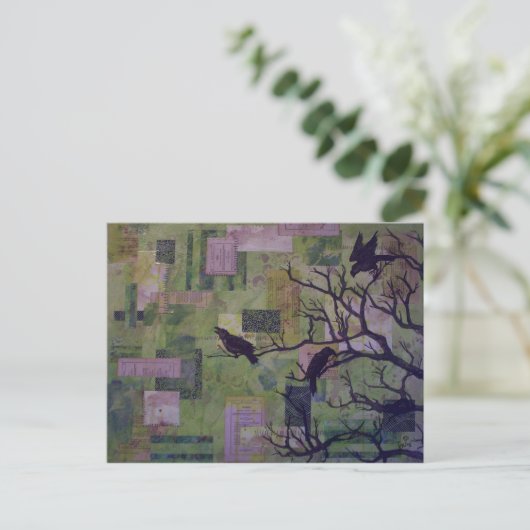 Green Patchwork Ravens carte postale multimédia mi (Debout devant)