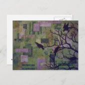 Green Patchwork Ravens carte postale multimédia mi (Devant / Derrière)